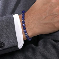 Discount Gabriel & Co. Sterling Silver and 8mm Lapis Beaded Bracelet