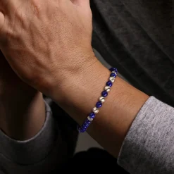 Outlet Gabriel & Co. 925 Sterling Silver and 6mm Lapis Beaded Bracelet