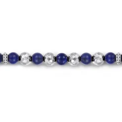 Clearance Gabriel & Co. 925 Sterling Silver and 6mm Lapis Beaded Bracelet