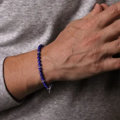 Sale Gabriel & Co. 925 Sterling Silver and 6mm Lapis Beaded Bracelet
