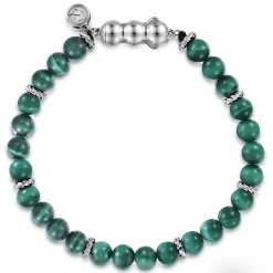 Sale Gabriel & Co. 925 Sterling Silver and 6mm Malachite Beaded Bracelet