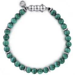 Best Gabriel & Co. 925 Sterling Silver and 6mm Malachite Beaded Bracelet