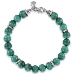 Hot Gabriel & Co. Sterling Silver and 8mm Malachite Beaded Bracelet