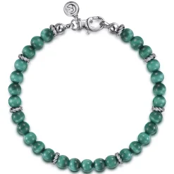 Online Gabriel & Co. Sterling Silver and 6mm Malachite Beaded Bracelet