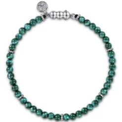 Best Gabriel & Co. 925 Sterling Silver and 4mm Malachite Beaded Bracelet