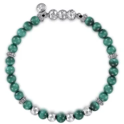 Online Gabriel & Co. 925 Sterling Silver and 6mm Malachite Beaded Bracelet