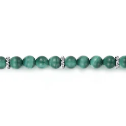 Gabriel & Co. 925 Sterling Silver and 6mm Malachite Beaded Bracelet