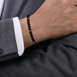 Sale Gabriel & Co. Sterling Silver and 6mm Matte Onyx Beaded Bracelet