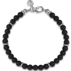 Sale Gabriel & Co. Sterling Silver and 6mm Matte Onyx Beaded Bracelet