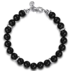 Best Gabriel & Co. Sterling Silver and 8mm Onyx Beaded Bracelet