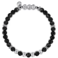 Clearance Gabriel & Co. 925 Sterling Silver and 6mm Onyx Beaded Bracelet