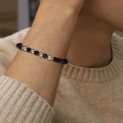 Outlet Gabriel & Co. 925 Sterling Silver and 6mm Onyx Beaded Bracelet