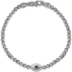 Online Gabriel & Co. 925 Sterling Silver and 4mm Silver Beaded Bracelet with Evil Eye