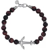 New Gabriel & Co. Sterling Silver and 8mm Tiger Eye Beaded Bracelet with Anchor