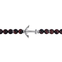 New Gabriel & Co. Sterling Silver and 8mm Tiger Eye Beaded Bracelet with Anchor
