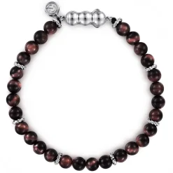 Clearance Gabriel & Co. 925 Sterling Silver and 6mm Tiger Eye Beads Bracelet
