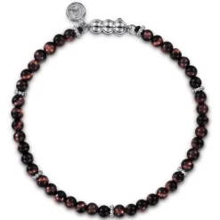 Gabriel & Co. 925 Sterling Silver and 4mm Tiger Eye Beaded Bracelet