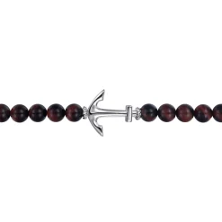 Discount Gabriel & Co. Sterling Silver and 8mm Tiger Eye Beaded Bracelet with Anchor