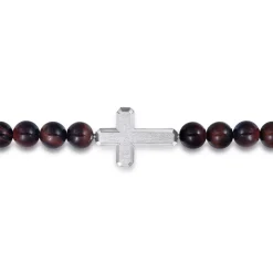 Best Gabriel & Co. Sterling Silver and 8mm Tiger Eye Beaded Bracelet with Cross