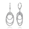 Discount Gabriel & Co. Sterling Silver and White Sapphire Layered Oval Drop Earrings