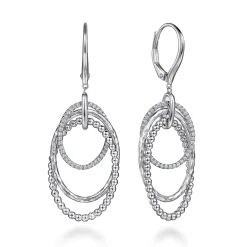 Discount Gabriel & Co. Sterling Silver and White Sapphire Layered Oval Drop Earrings