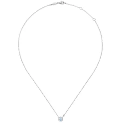 New Gabriel & Co. 925 Sterling Silver Aquamarine and Diamond Pendant Necklace