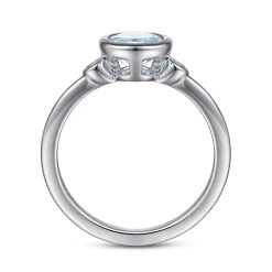 Gabriel & Co. 925 Sterling Silver Aquamarine and Diamond Ring