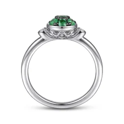 Outlet Gabriel & Co. 925 Sterling Silver Bezel Set Diamond and Emerald Cluster Ring