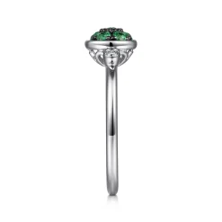Outlet Gabriel & Co. 925 Sterling Silver Bezel Set Diamond and Emerald Cluster Ring