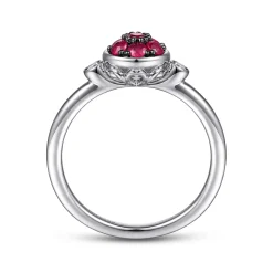Hot Gabriel & Co. 925 Sterling Silver Bezel Set Diamond and Ruby Cluster Ring