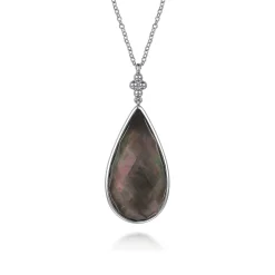 Online Gabriel & Co. 925 Sterling Silver Black Mother of Pear Boublet Bujukan Teardrop Necklace