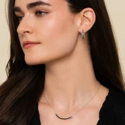 Best Gabriel & Co. 925 Sterling Silver Black Spinel Bujukan Bar Necklace