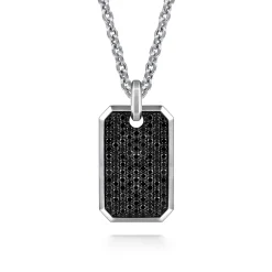 Clearance Gabriel & Co. 925 Sterling Silver Black Spinel Dog Tag Pendant