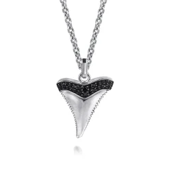 Online Gabriel & Co. 925 Sterling Silver Black Spinel Shark Tooth Pendant
