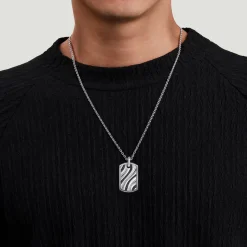 Best Gabriel & Co. 925 Sterling Silver Black Spinel Dog Tag Pendant