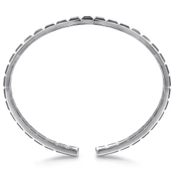 Hot Gabriel & Co. 925 Sterling Silver Black Spinel Open Cuff Angular Cuts Square Bangle