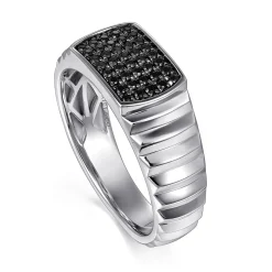 Clearance Gabriel & Co. Sterling Silver Black Spinel Mens Ring in High Polished Finish