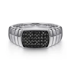 Clearance Gabriel & Co. Sterling Silver Black Spinel Mens Ring in High Polished Finish