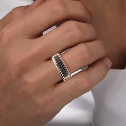 Hot Gabriel & Co. Sterling Silver Black Spinel Mens Ring in High Polish Finish
