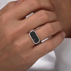 Online Gabriel & Co. 925 Sterling Silver Black Spinel Pave Men's Ring