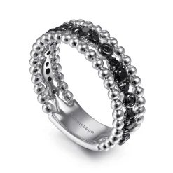 Gabriel & Co. 925 Sterling Silver Black Spinel Bujukan Easy Stackable Ladies Ring
