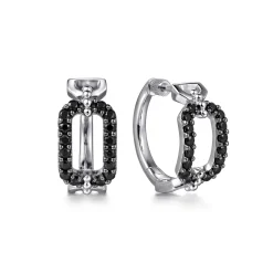 Discount Gabriel & Co. 925 Sterling Silver Black Spinel Bujukan Link Chain Earrings with Screw Back