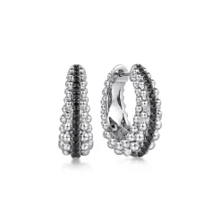 Sale Gabriel & Co. 925 Sterling Silver Black Spinel Bujukan Classic Hoop Earrings