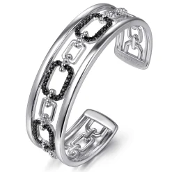 Hot Gabriel & Co. 925 Sterling Silver Black Spinel Bujukan Link Chain Cuff Bracelet