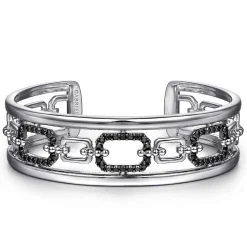 Hot Gabriel & Co. 925 Sterling Silver Black Spinel Bujukan Link Chain Cuff Bracelet