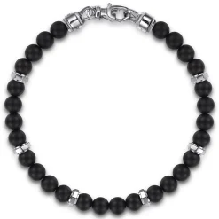 Best Gabriel & Co. 925 Sterling Silver Black Titanium Beaded Bracelet 6mm