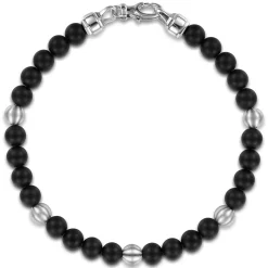 Outlet Gabriel & Co. 925 Sterling Silver Black Titanium Beaded Bracelet 6mm