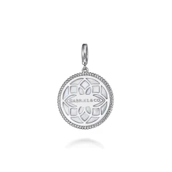 Gabriel & Co. 925 Sterling Silver Blue Sapphire and White Sapphire Medallion Pendant 24mm-Bujukan