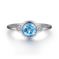 Online Gabriel & Co. 925 Sterling Silver Blue Topaz and Diamond Ring