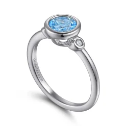 Online Gabriel & Co. 925 Sterling Silver Blue Topaz and Diamond Ring